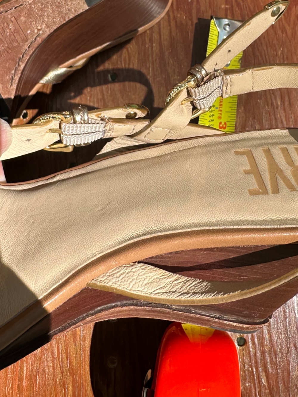 Frye Rachel Metallic Buckle Wedge Sandals - Picture 9 of 16